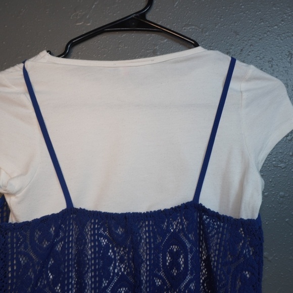 Macy's BCX Girls Navy Blue Lace and White Shirt Short Sleeve Dress Size 14 - Picture 5 of 8